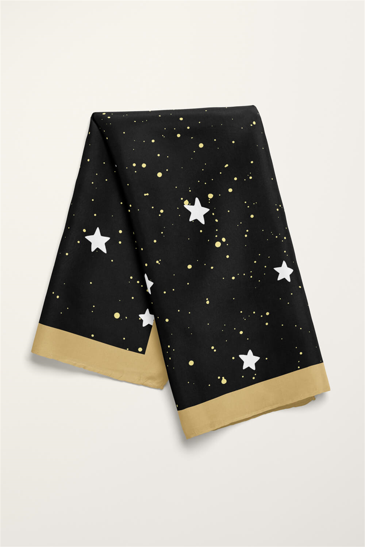 B41 Kadın Yıldız Desenli Bandana 50x50 Siyah DG0341-22 Snz