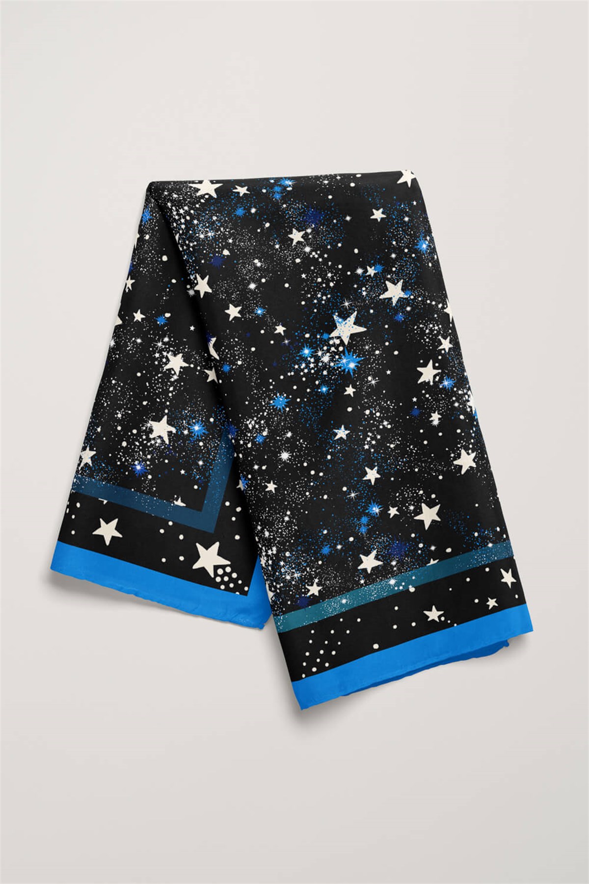 Violla F29 Kadın Mavi Siyah Yıldız Desenli 50x50 Bandana HYL DG01262-22