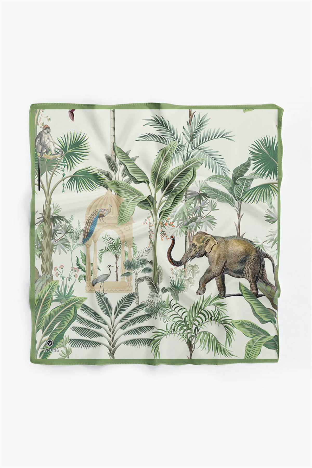 %100 İPEK FİL DESENLİ KADIN BANDANA 50X50