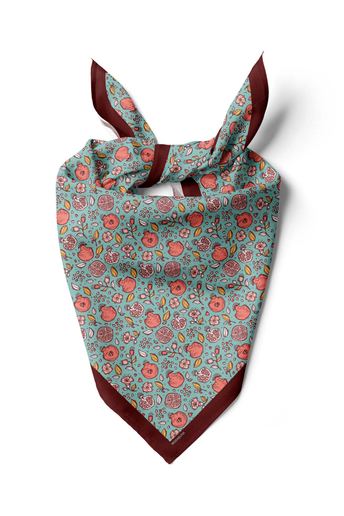 Kadın Açık Mavi Küçük Nar Desenli 50x50 Bandana