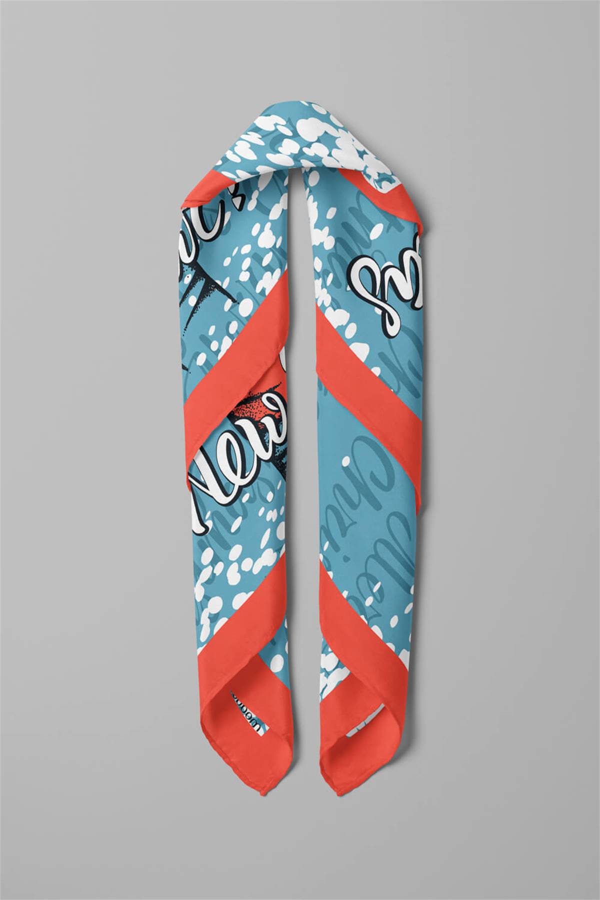 Kadın Buz Mavi Cock Desenli 50x50 Bandana HYL DG0838-22