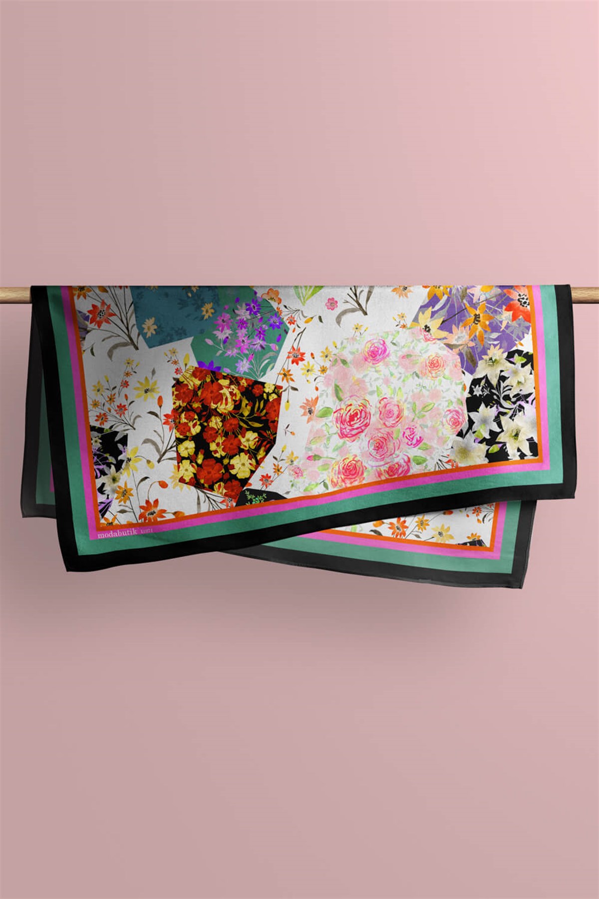 Violla G66 FLOWERS PATCHWORK TASARIMLI BANDANA  DG11971