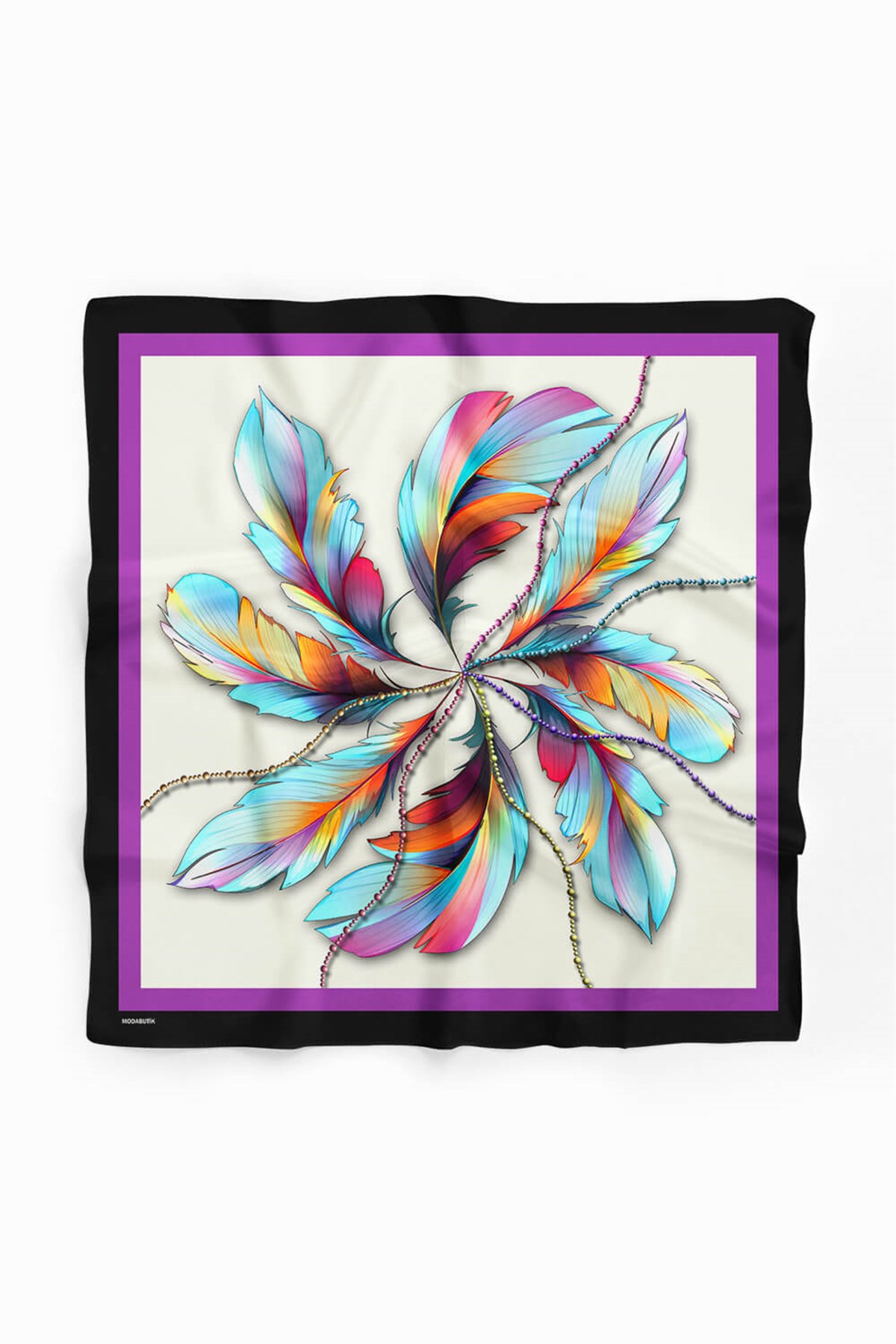 Violla Kadın Leaf Desenli Bandana 50x50 Mor DG0226-22