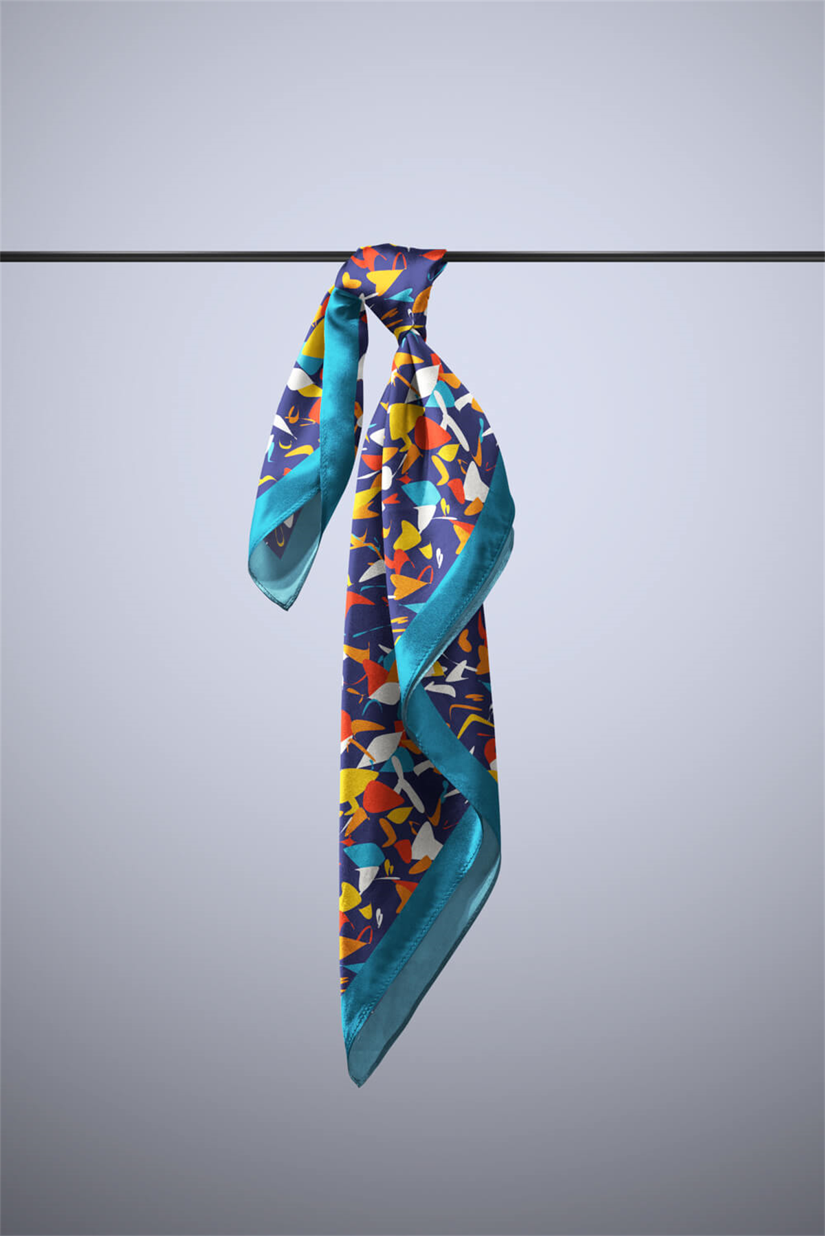 D100 Kadın Mix Desenli Bandana 50x50 Lacivert DG0179-22