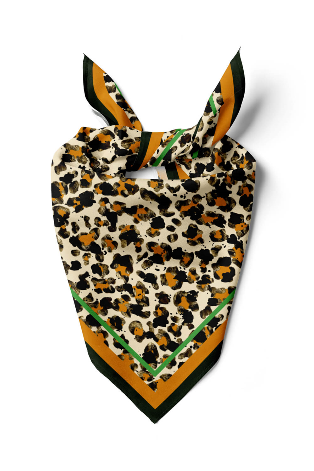 F19 Kadın Kahve Suluboya Desenli 50x50 Bandana