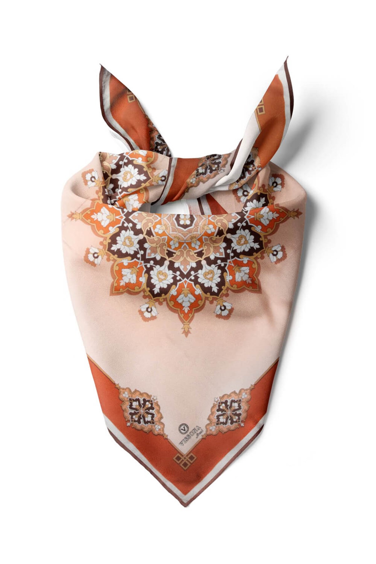 %100 İpek Kadın Desenli Bandana 80x80