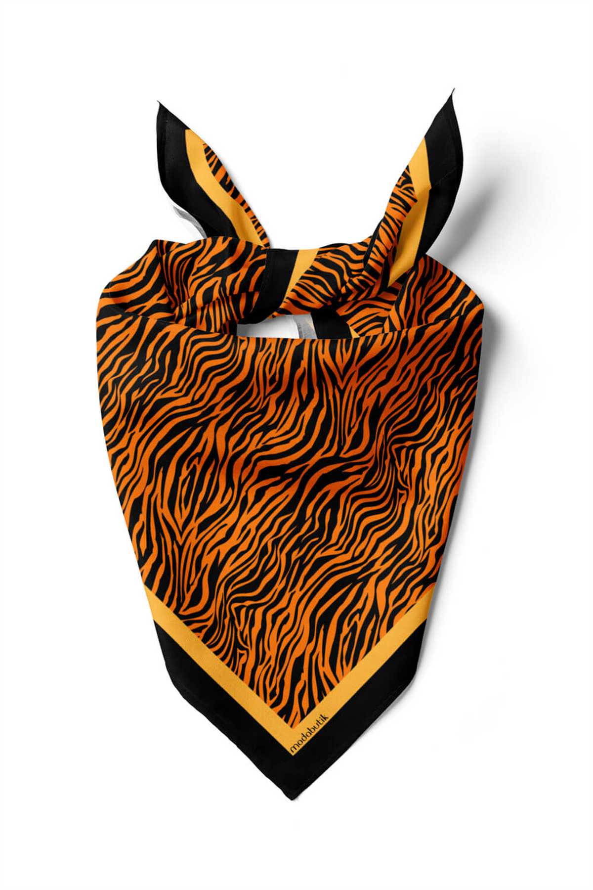 G58 Kadın Turuncu Tiger Desenli 55x55 Bandana HYL DG0710-22