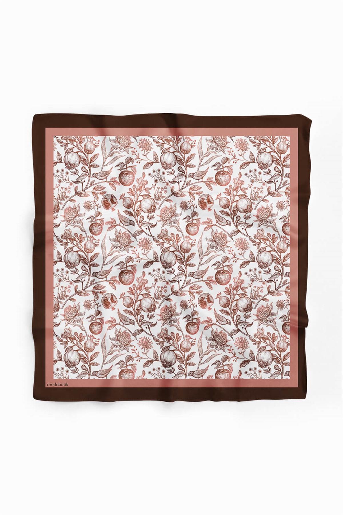 Violla F94 Kadın Kahverengi Burgeon Desenli 50x50 Bandana HYL DG0942-22