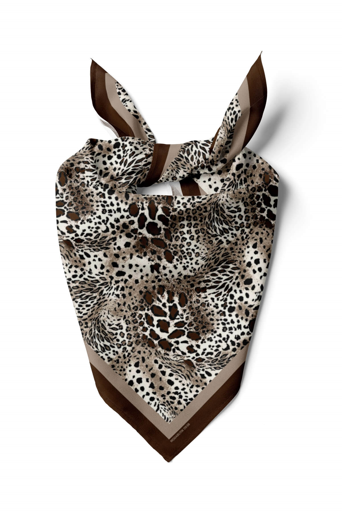 Kadın Kahverengi Koyu Kestane Leopar Desenli 50x50 Bandana - DG0938