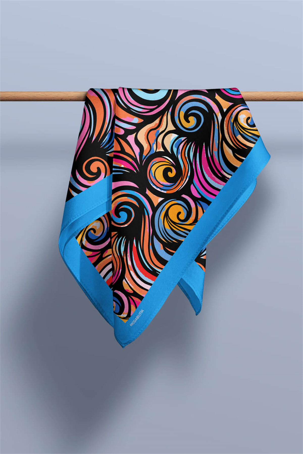 D48 Kadın Egzotik Desenli Bandana 50x50 Mor DG0291-22