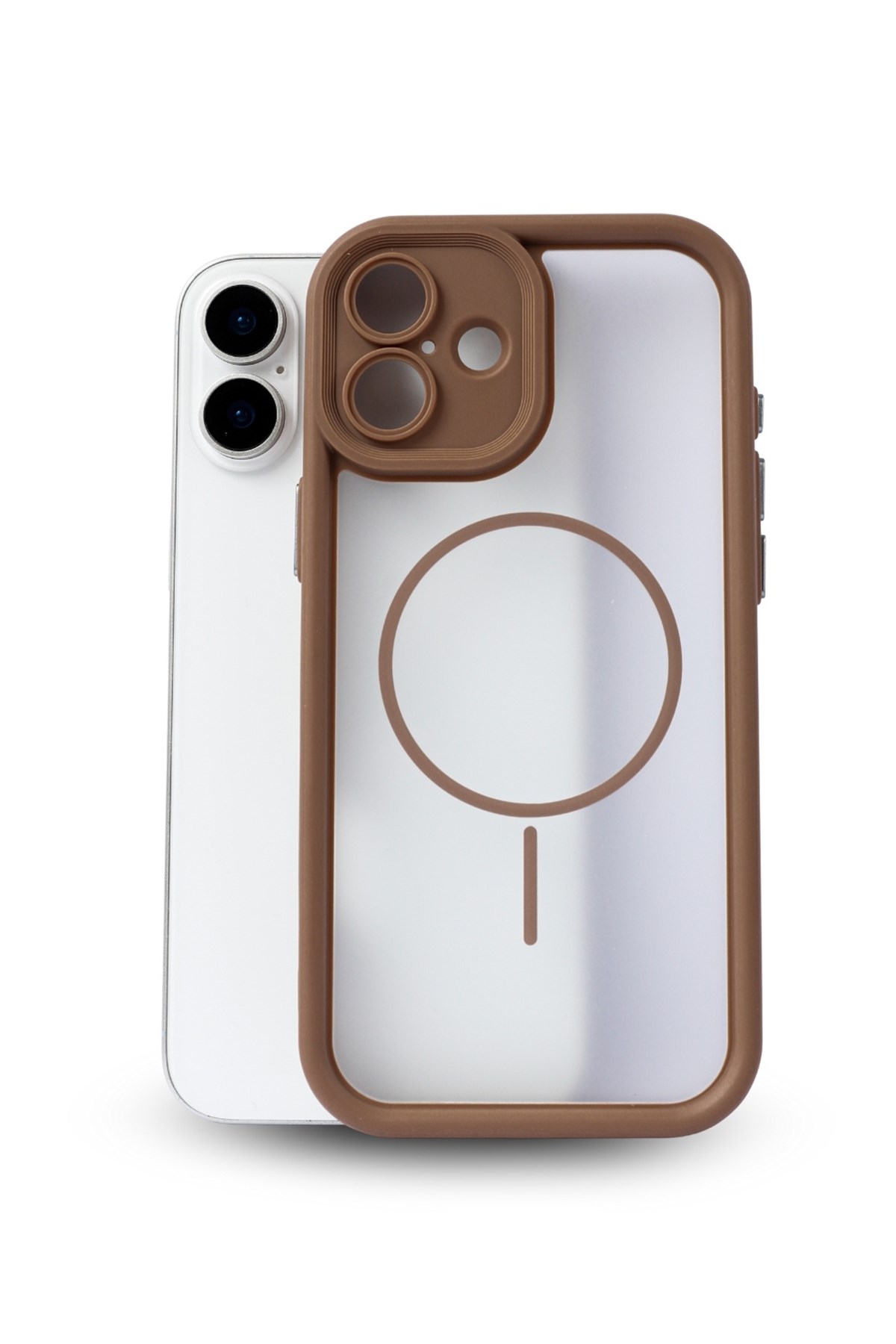 iPhone 16 Plus Kılıf – Kamera Korumalı – MagSafe Uyumlu – Haki Renk – Mat Silikon Telefon Kılıfı