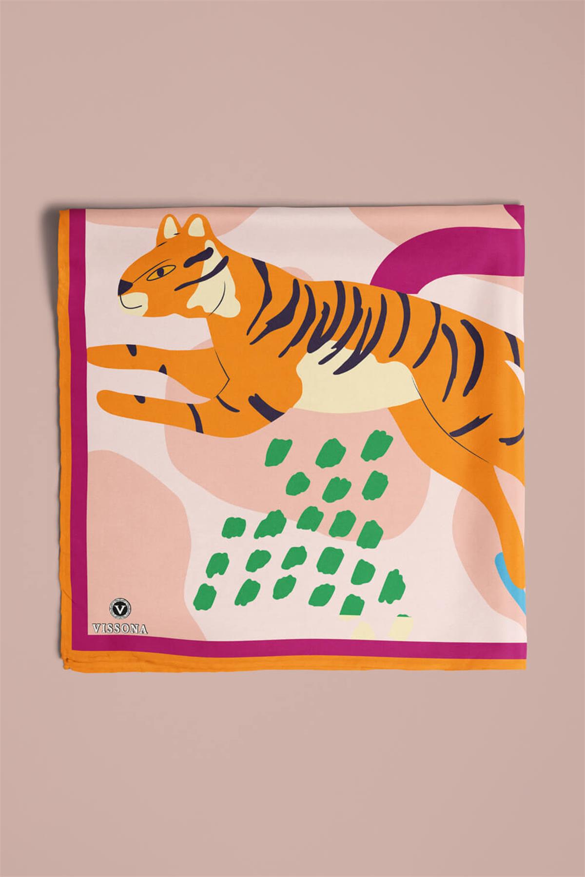 A25 Vissona Kaplan Desenli İpek Bandana