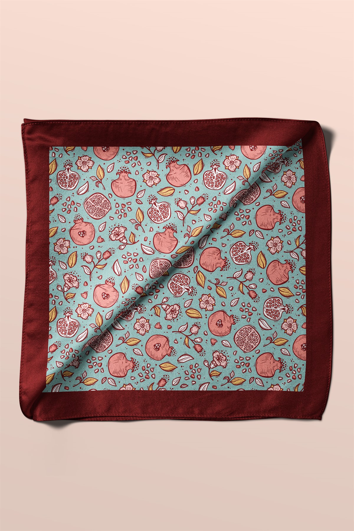 Violla Kadın Açık Mavi Küçük Nar Desenli 50x50 Bandana DG0736