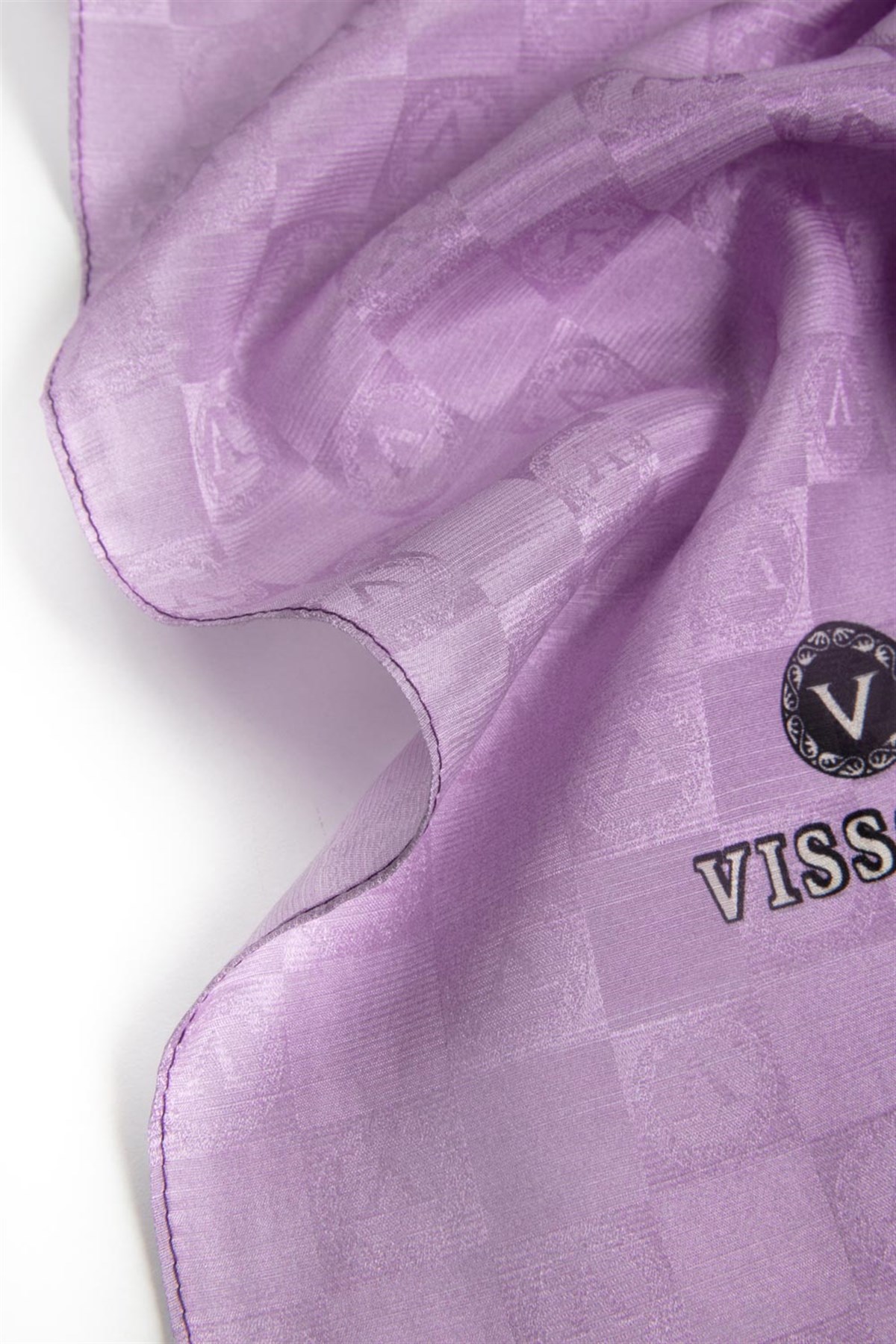 Vissona %57 İPEK %43 PAMUK Degrade Desenli Lila Renkli Şal -  70x190 Dikiş Tipi İtalyan Dikişli