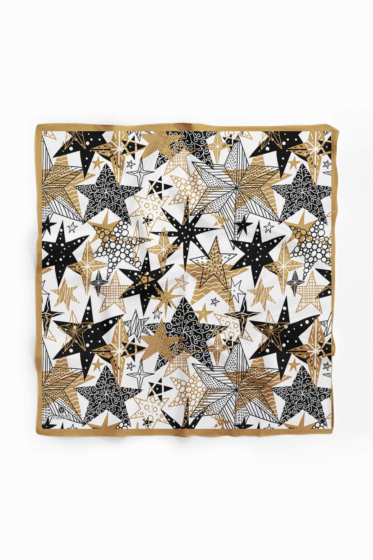 %100 İpek Yıldız Desenli Kadın Bandana