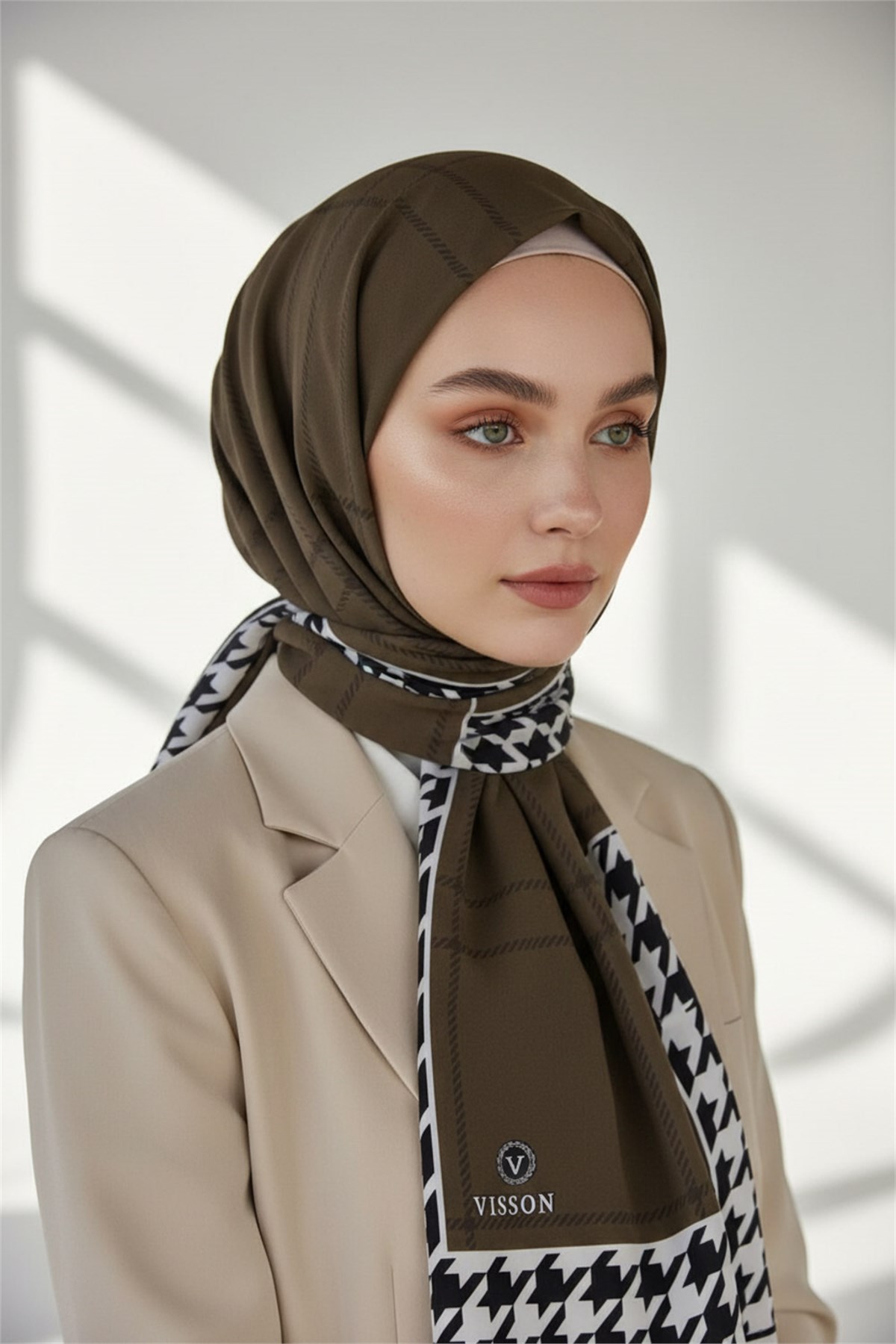 KREP KAZAYAĞI DESENLİ VİZON - SİYAH RENKLİ 75X195 KIRIŞMAZ ŞAL