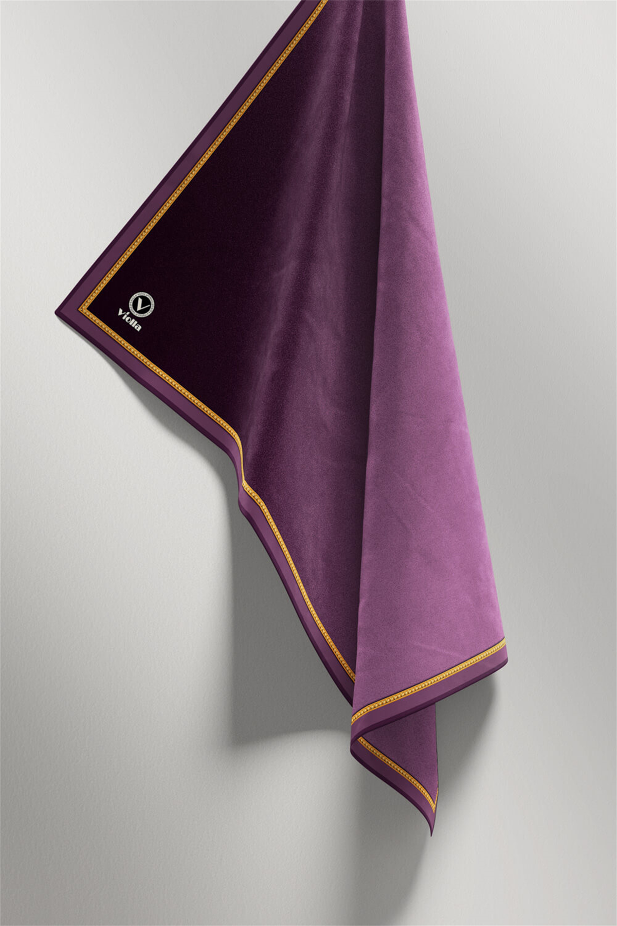 Twill Degrade Desenli Mor Renkli 90x90 Eşarp (İpek İçermez) Kenar Dikiş Şekli El Dikişli