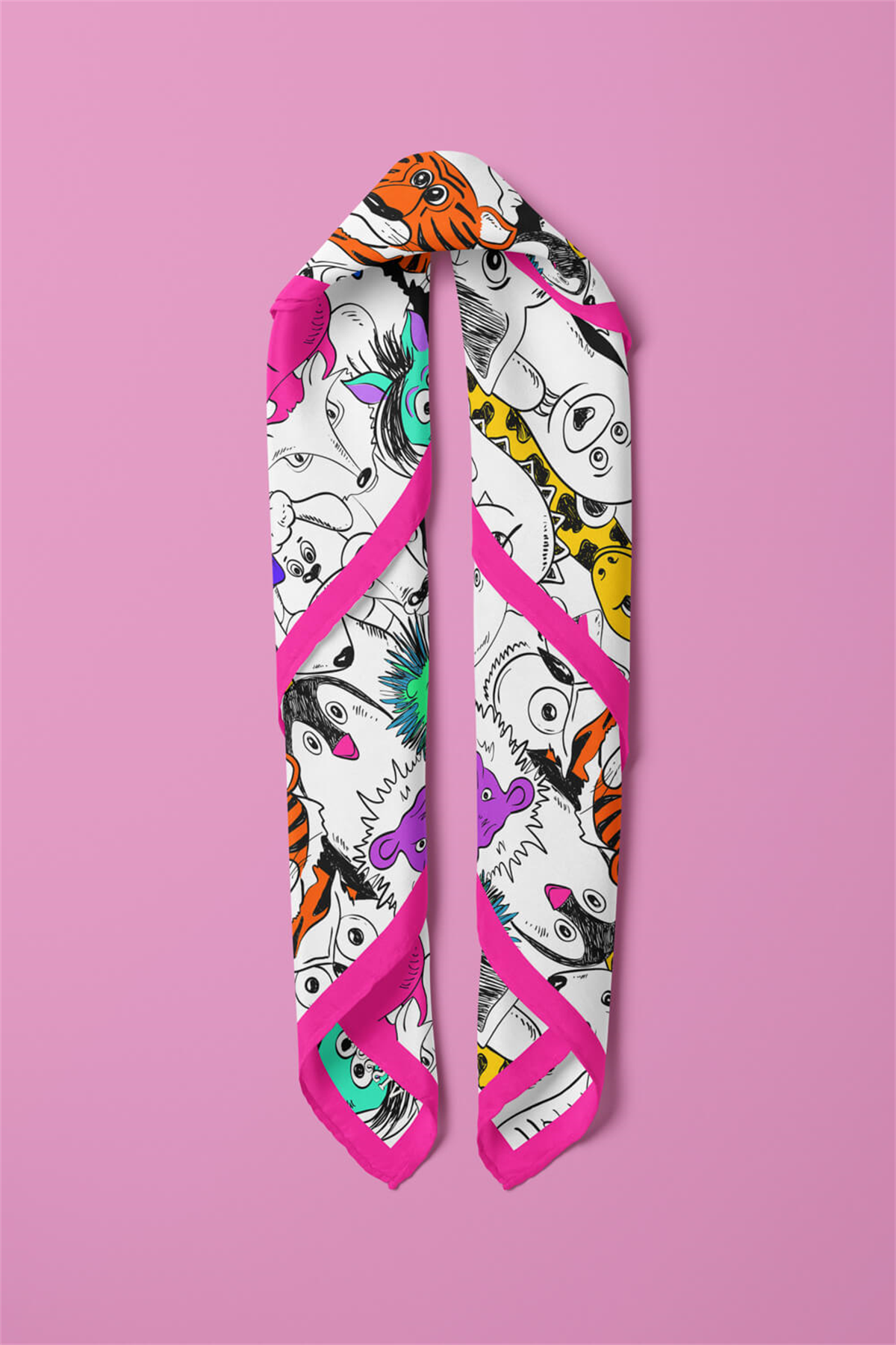 %100 İPEK HAYVAN DESENLİ KADIN BANDANA 50X50