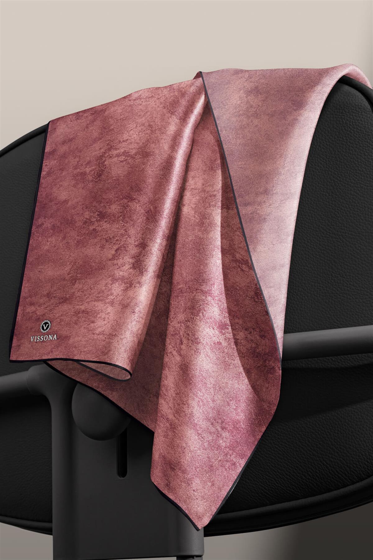 %100 Twill İpek Doku Desenli Gül Kurusu Renkli 90x90 Eşarp Dikim Şekli : El Dikişi