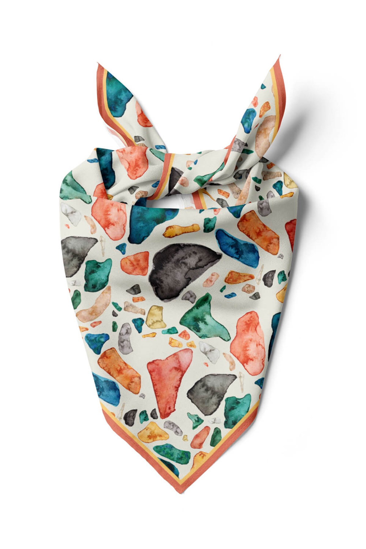 F101 Vissona Geometrik Desenli İpek Bandana