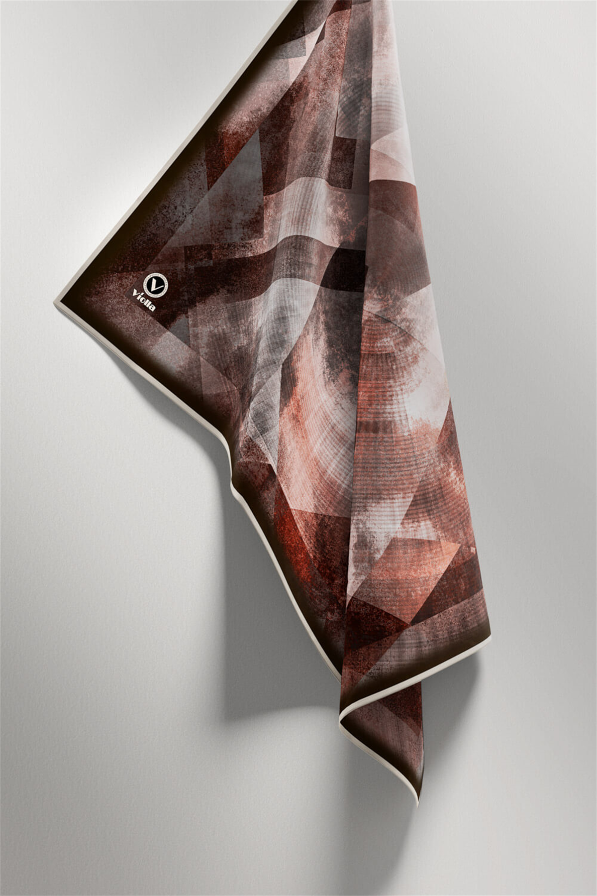 Twill Batik Desenli Taba Renkli 90x90 Eşarp (İpek İçermez) Dikim Şekli : El Dikişi