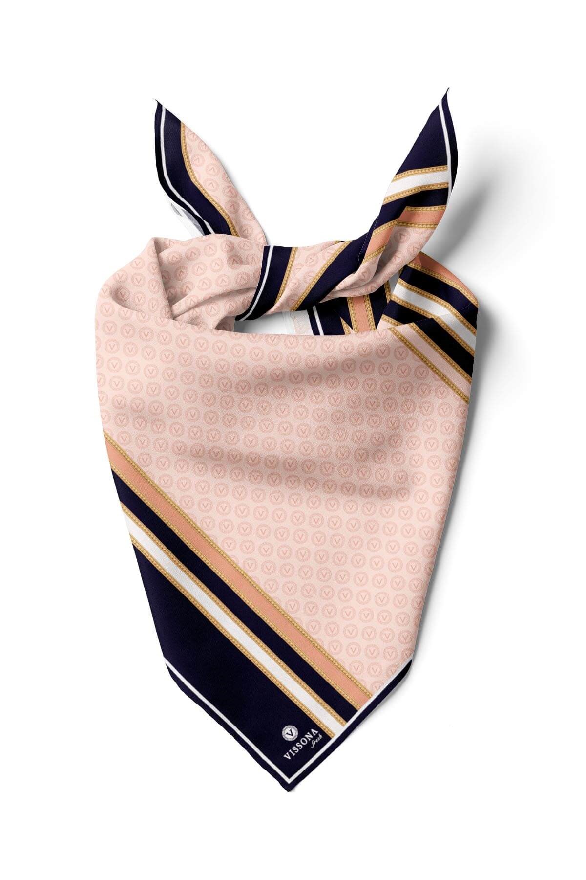 %100 İpek Kadın Desenli Bandana 80x80