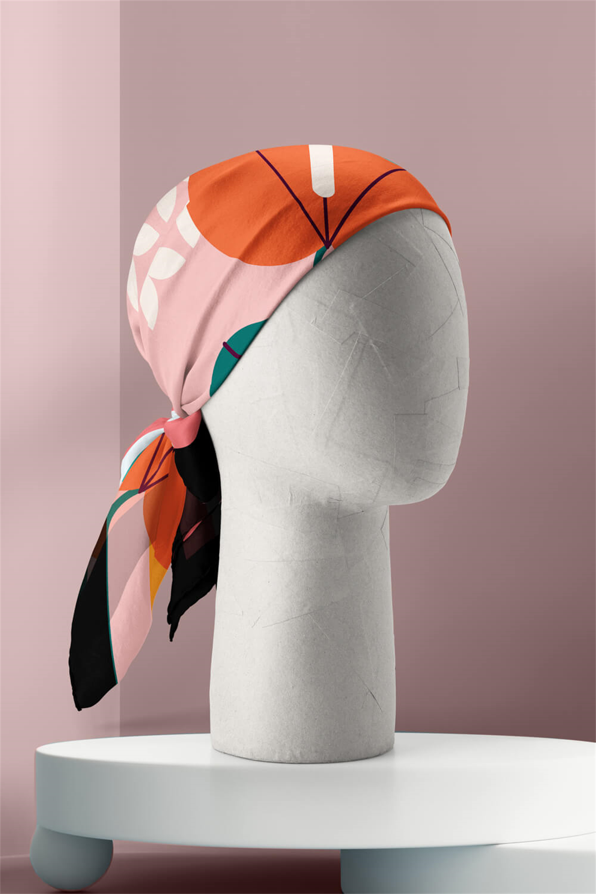 Kadın Turuncu Fruits Desenli 50x50 Bandana HYL DG01539-22