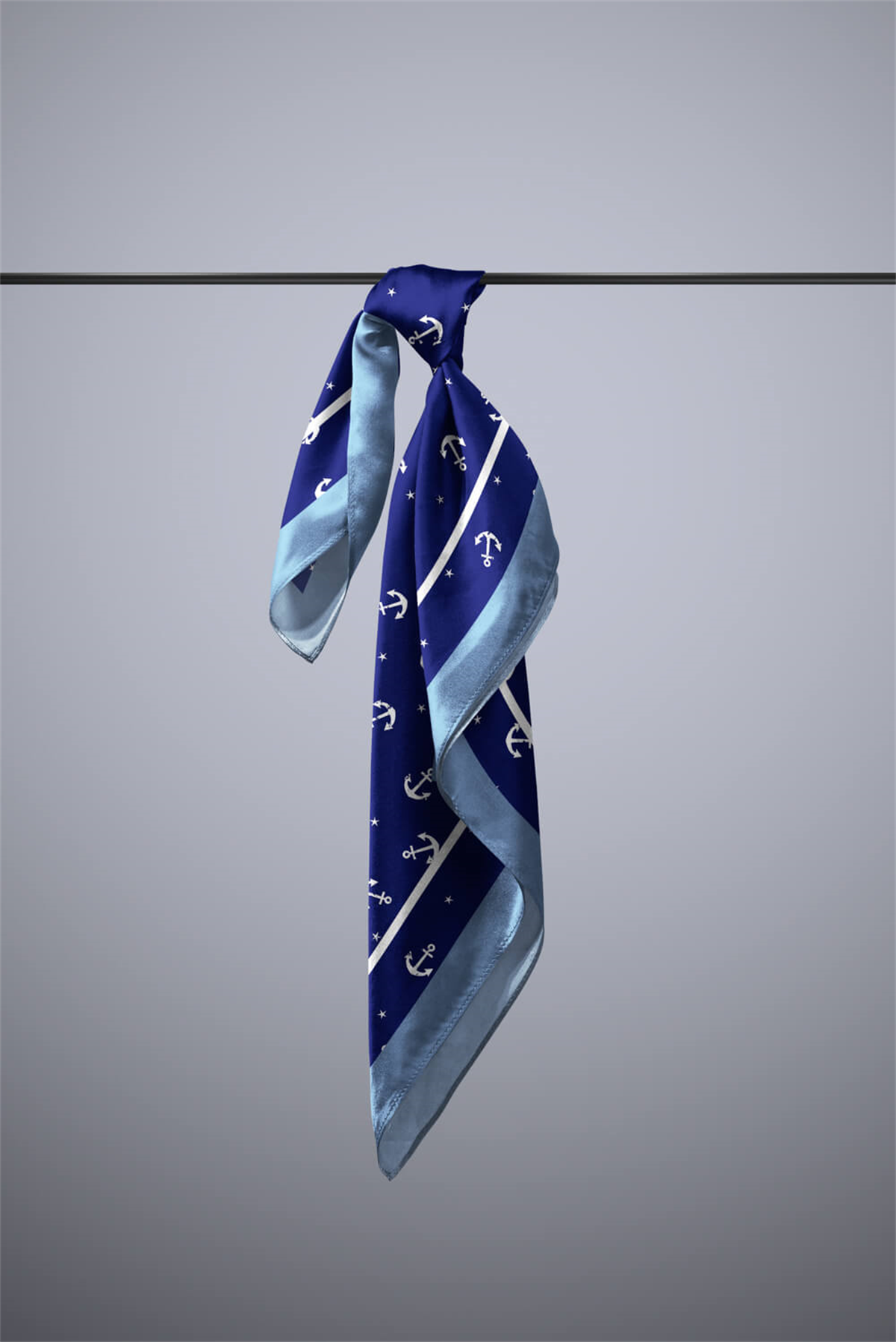 H36 Kadın Marinover Desenli 50x50 Bandana HYL DG01239-22