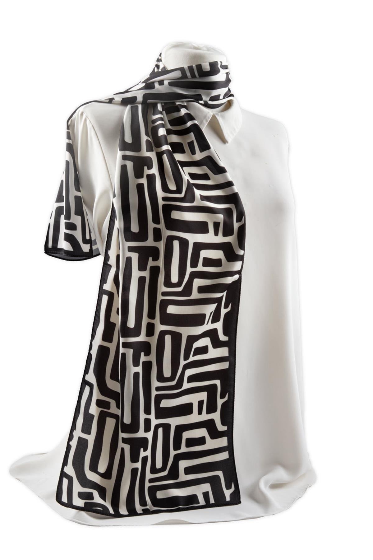 I2 Geometrik Desenli Fular 30x140