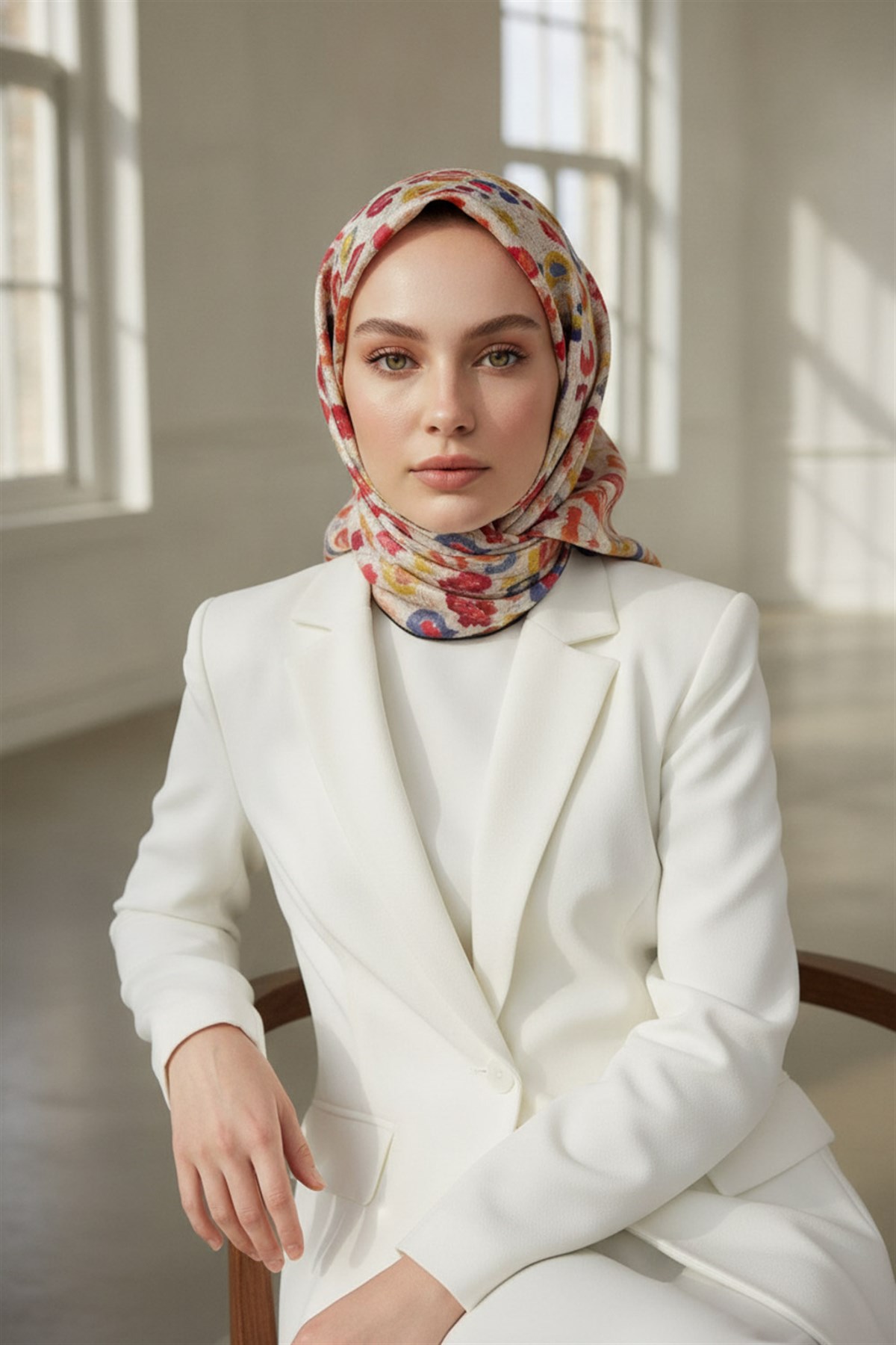 %100 Twill İpek Renkli Leopar Desenli Turuncu - Sarı Renkli 90x90 Eşarp Kenar Dikiş Şekli El Dikişli