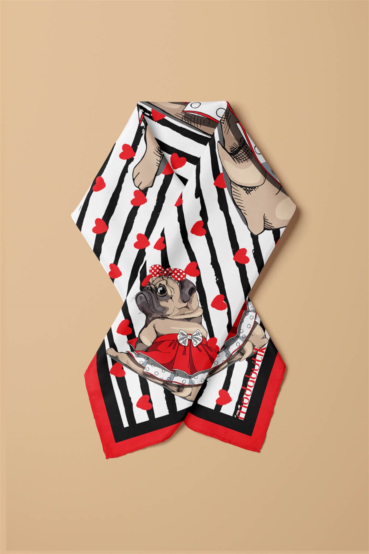 F108 Violla Pug Desenli Bandana