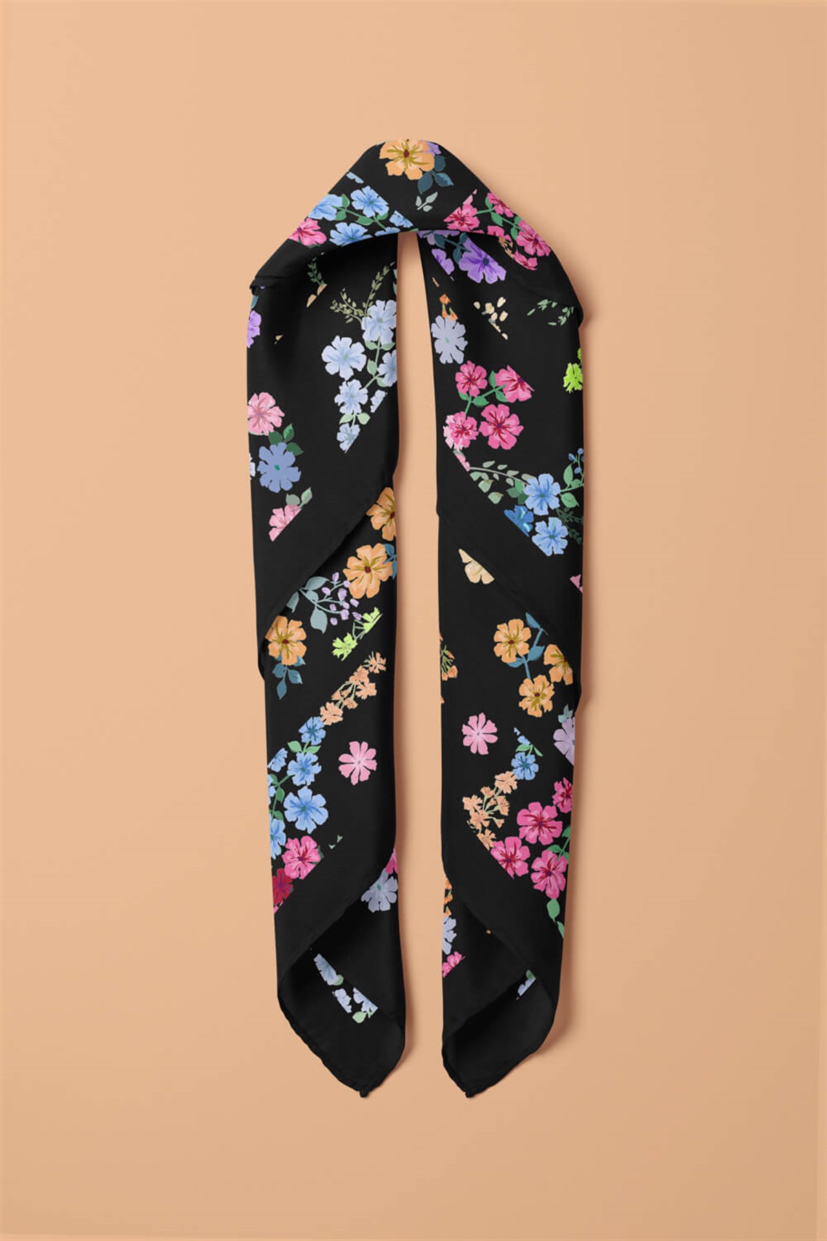 Violla Kadın Çiçek Desenli 50x50 Bandana HYL DG01393-22