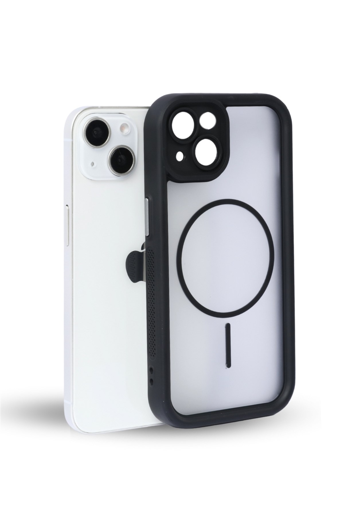 iPhone 13 Kılıf – Kamera Korumalı – MagSafe Uyumlu – Siyah Renk – Mat Silikon Telefon Kılıfı
