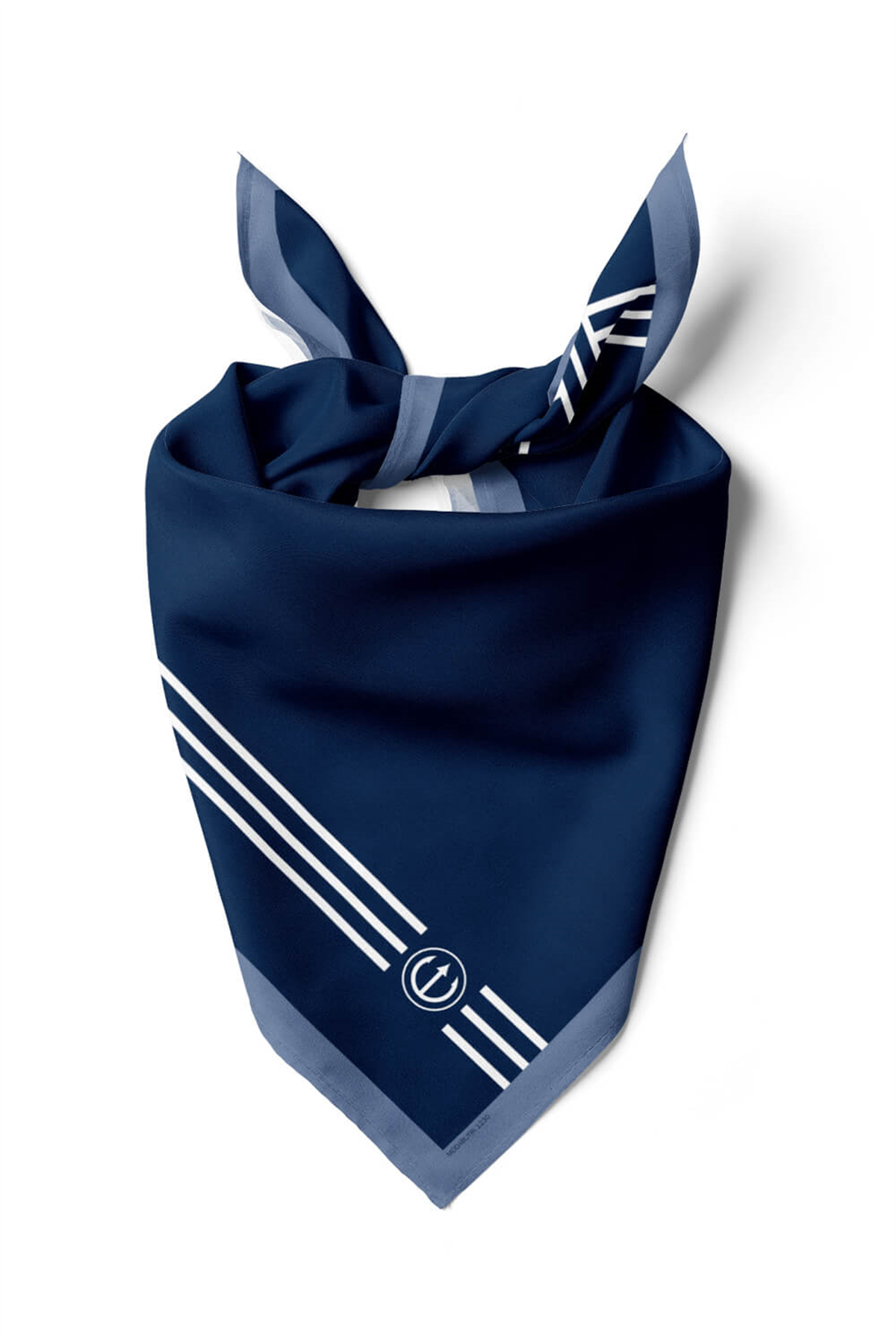 G51 Kadın Beyaz Mavi Marinover Desenli 50x50 Bandana