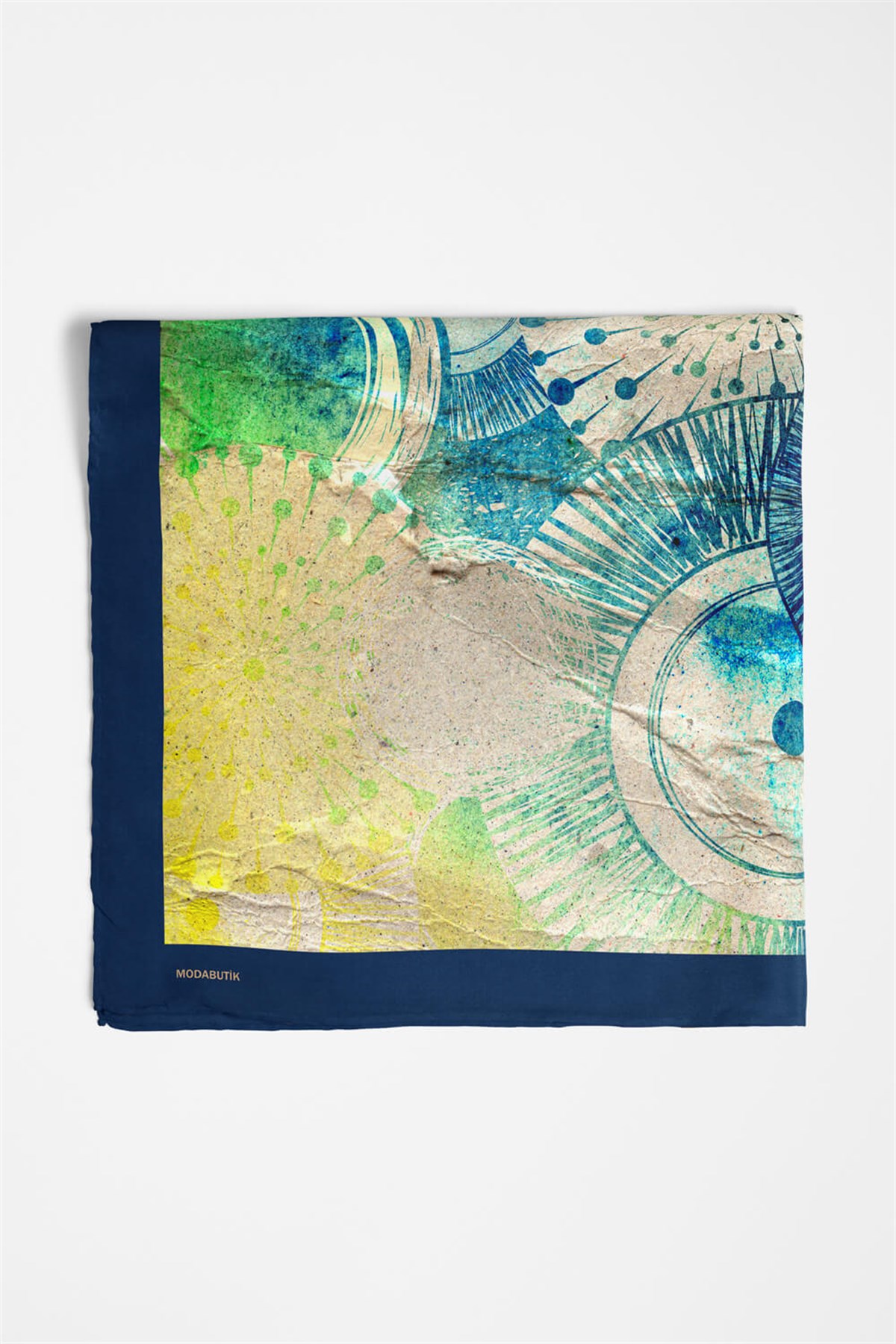 Violla Y41 Kadın Egzotik Desenli Bandana 50x50 Mavi DG0272-22