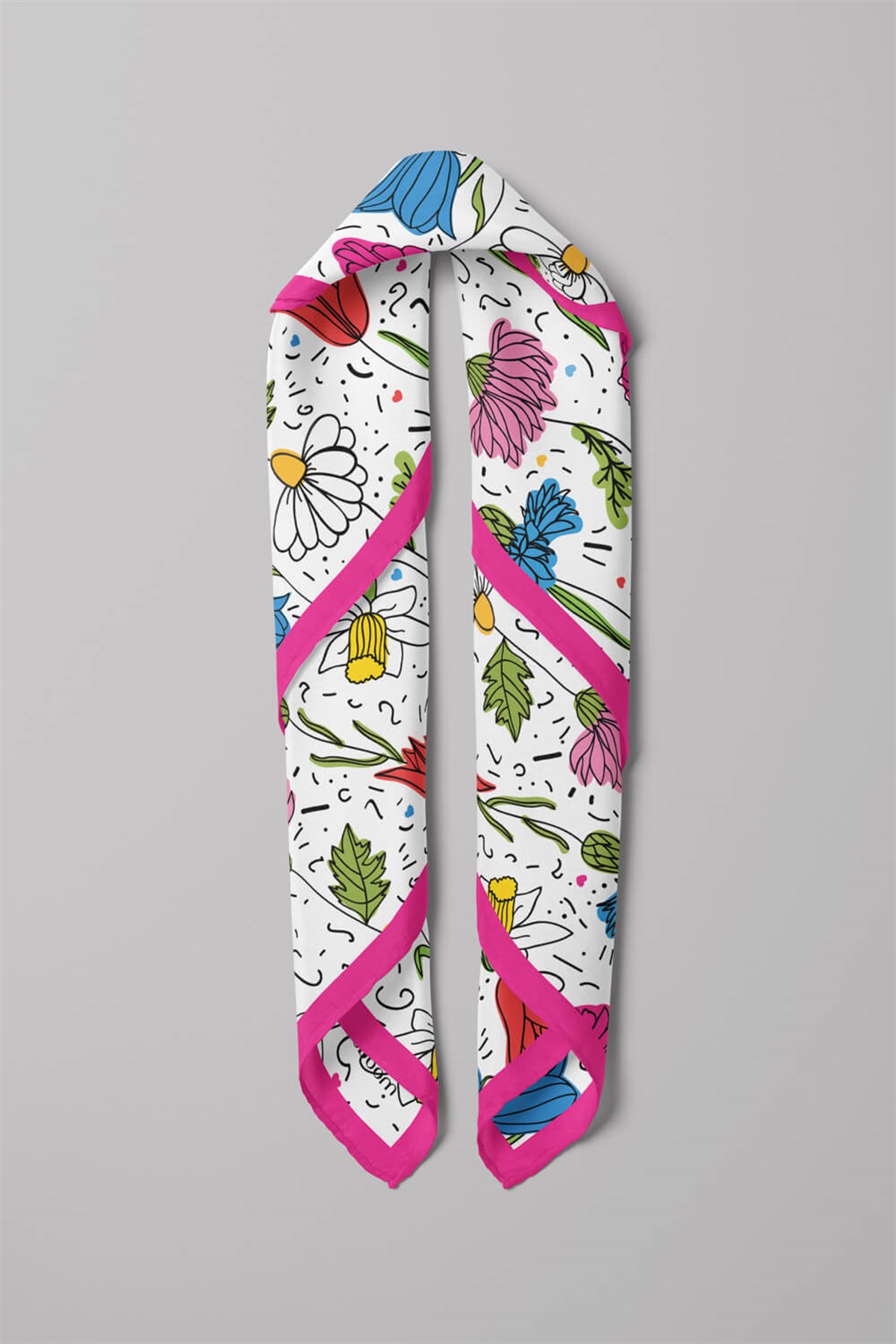 B89 Violla Çiçek Desenli Kadın Bandana