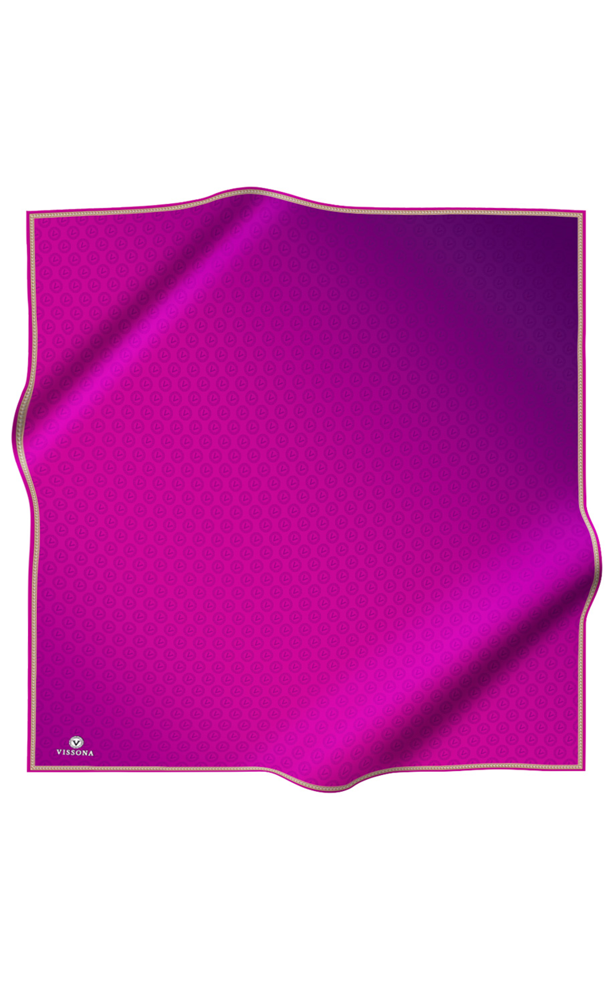 %100 Twill İpek Monogram Desenli Mürdüm Renkli 90x90 Eşarp Dikim Şekli : El Dikişi