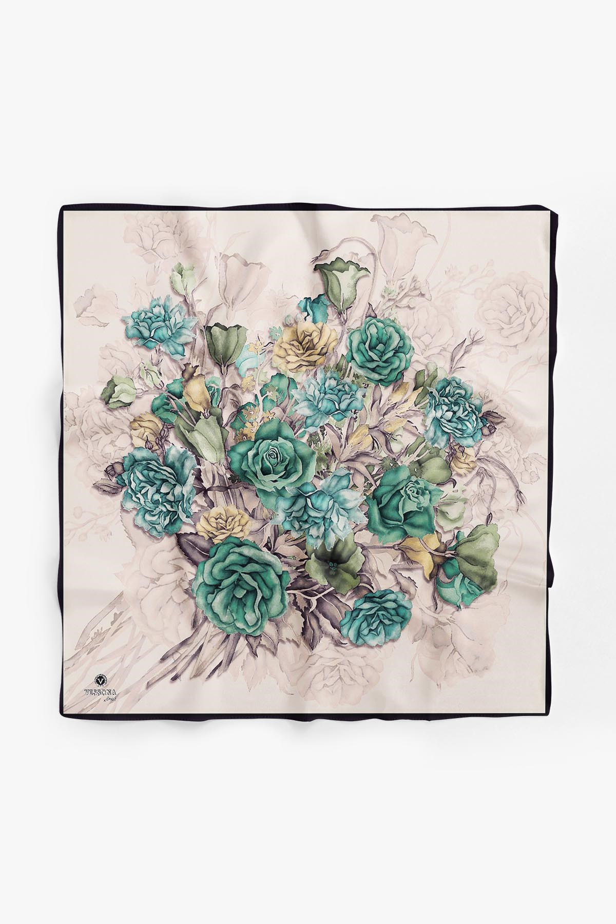 %100 İpek Kadın Desenli Bandana 80x80