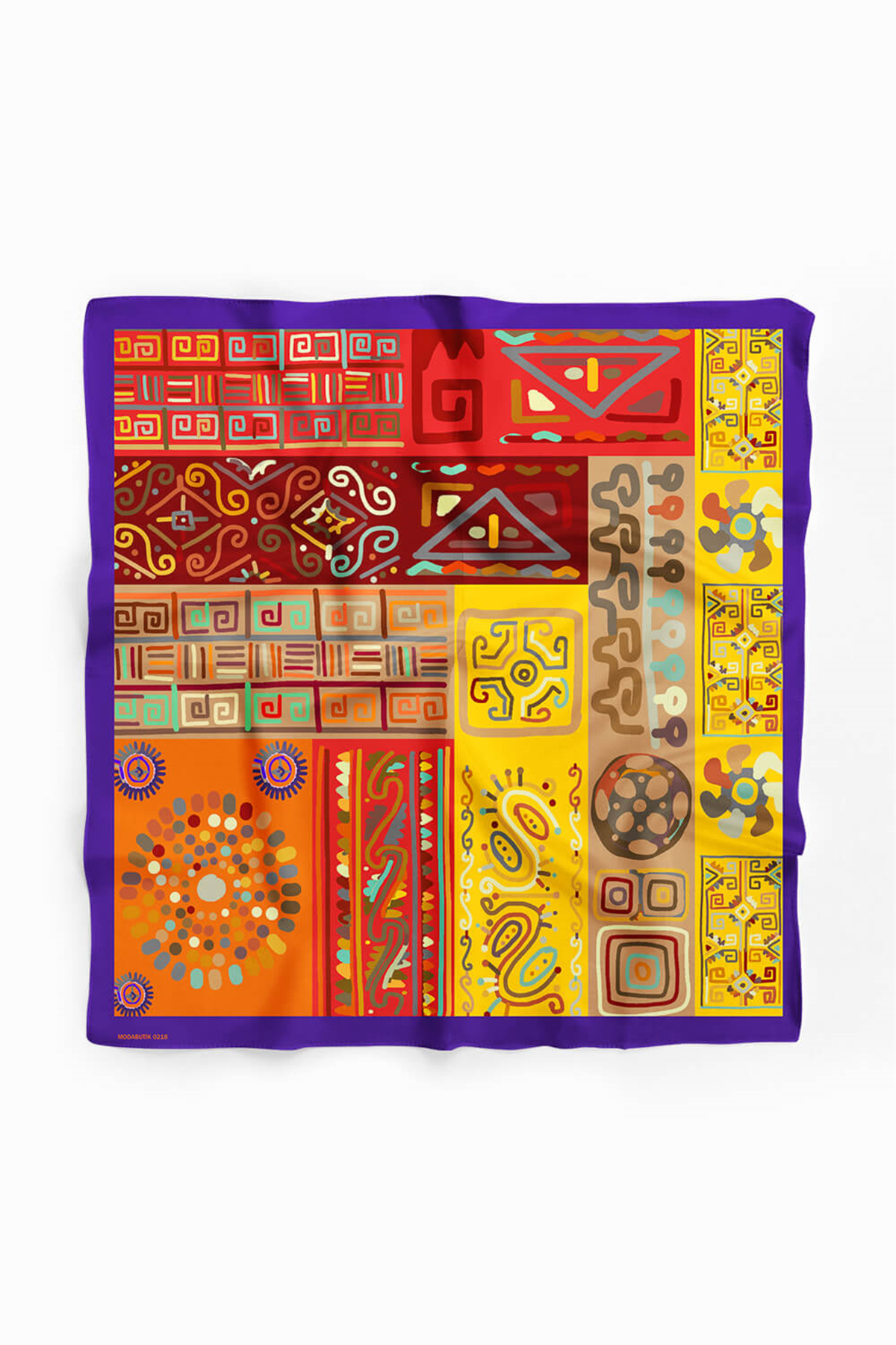 B71 Kadın African Etnik Desenli Bandana Kırmızı Sarı Dg0218