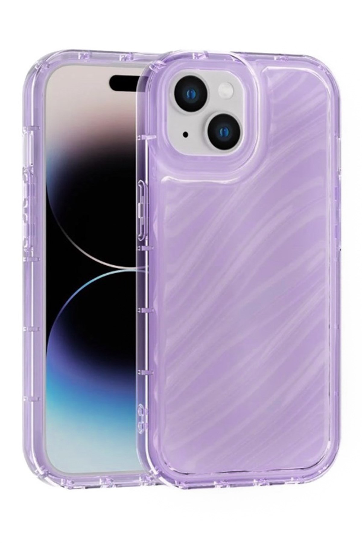 iPhone 13 Kılıf – Kabartmalı Parlak Desenli Darbe Emici Silikon Telefon Kılıfı