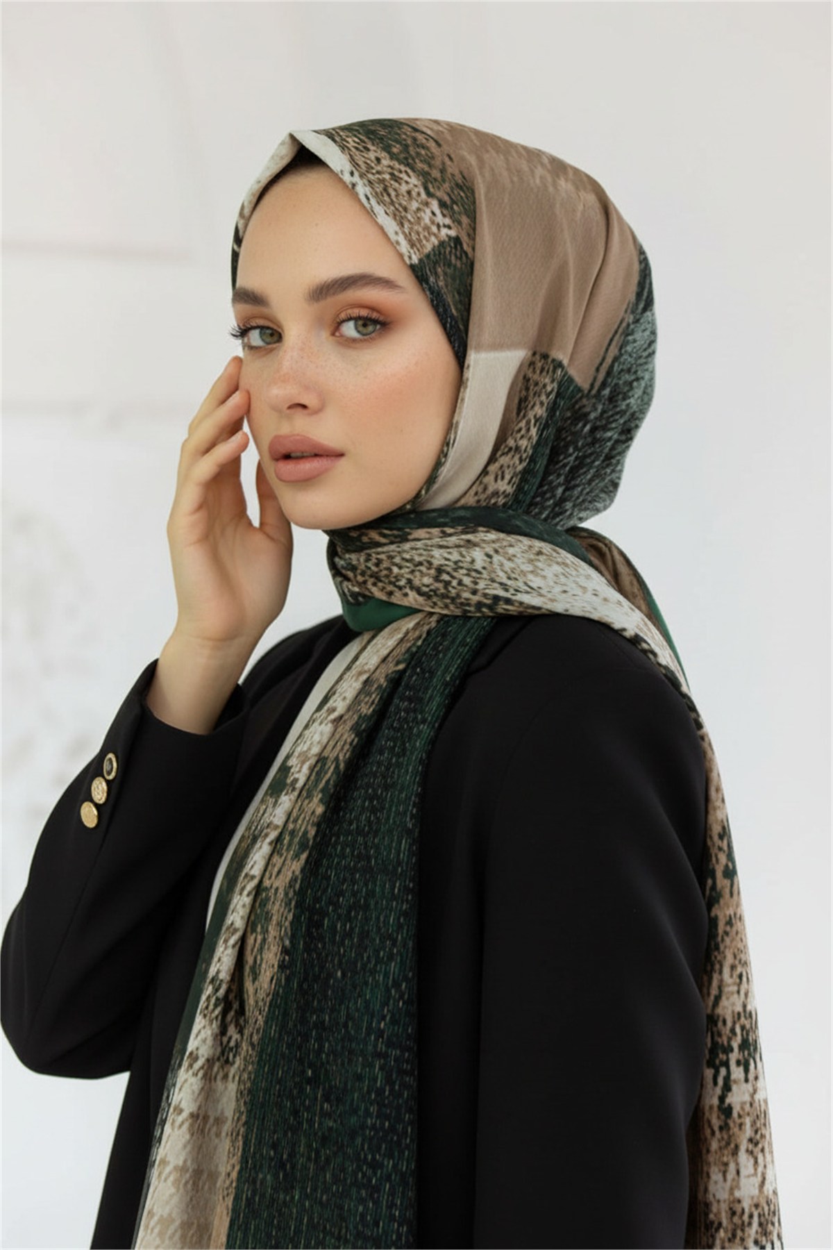 KREP KAZAYAĞI DESENLİ MİNT YEŞİLİ RENKLİ 75X195 KIRIŞMAZ ŞAL