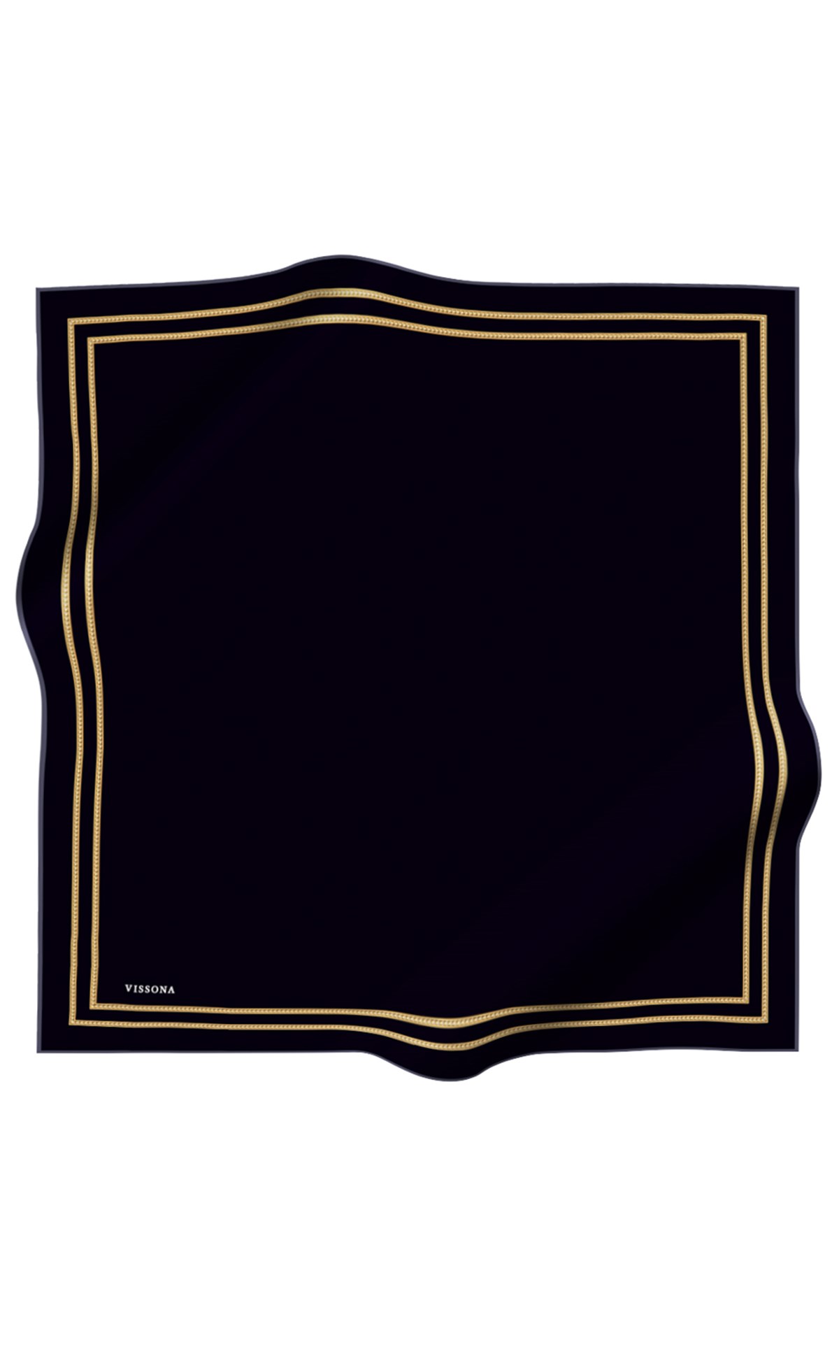 % 57 İPEK % 43 VİSKON Twill İpek Dokulu Şerit Desenli Siyah - Gold Renkli 90x90 Eşarp Dikim Şekli : El Dikişi