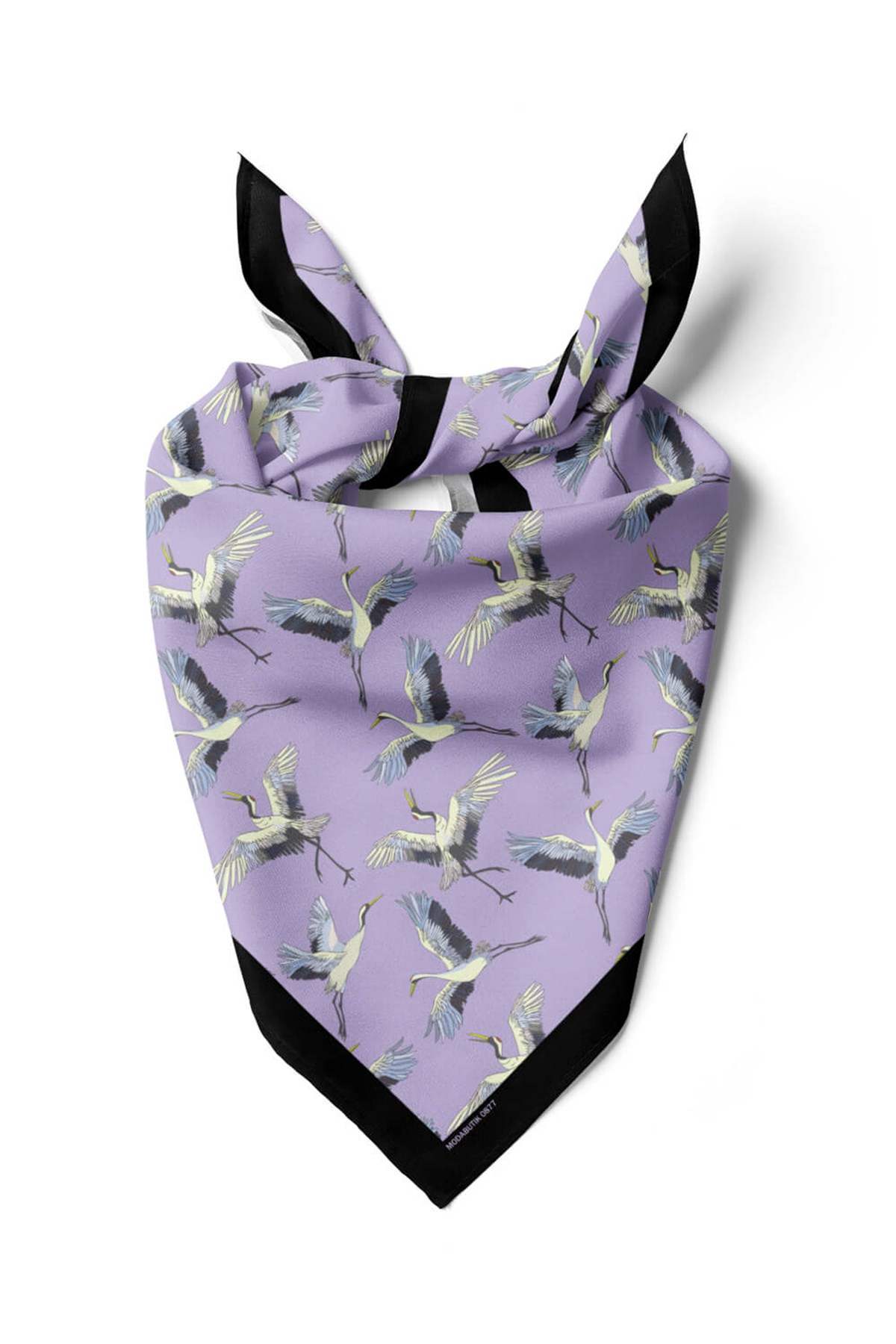 Violla B9  Kadın Lila Stork Desenli 50x50 Bandana HYL DG0877-22