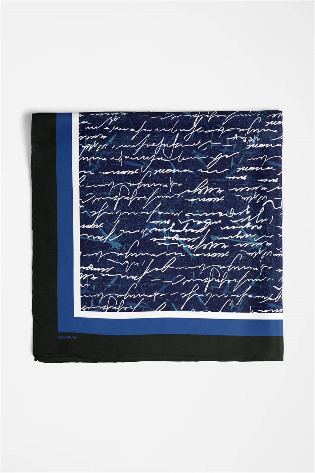 H25 Kadın Mavi Not Desenli 50x50 Bandana