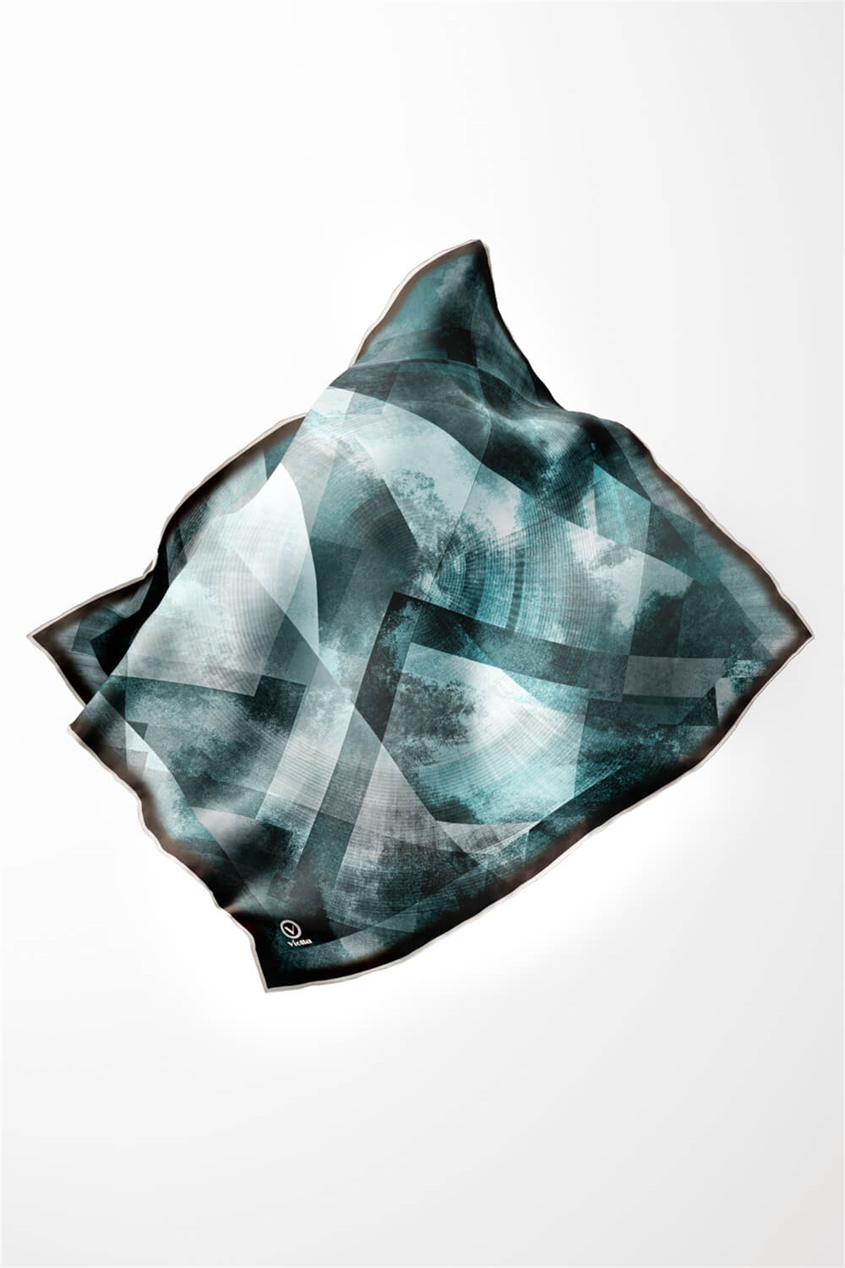 Twill Batik Desenli Petrol Yeşili Renkli 90x90 Eşarp (İpek İçermez) Dikim Şekli : El Dikişi