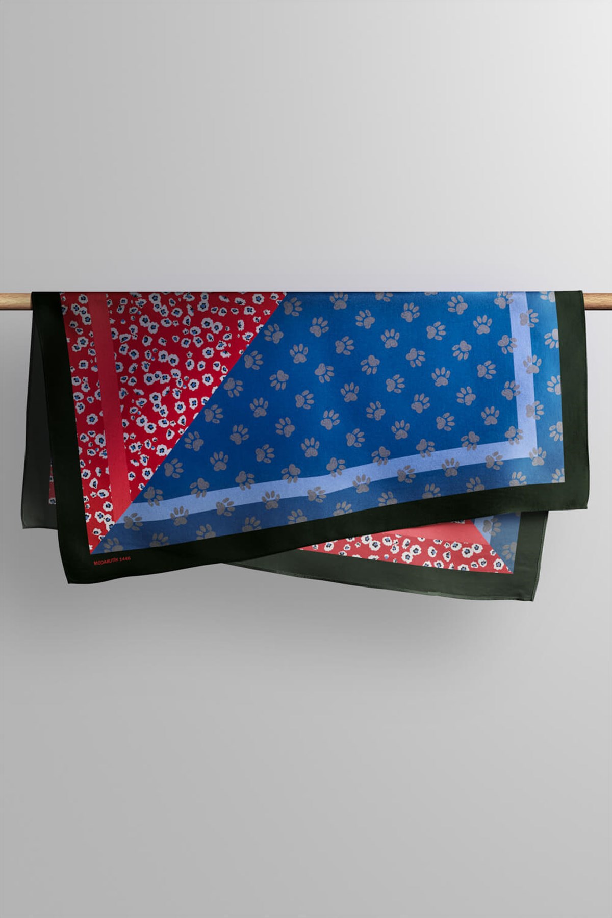 Violla Z69 Kadın Mavi Pati Desenli 50x50 Bandana HYL DG01446-22