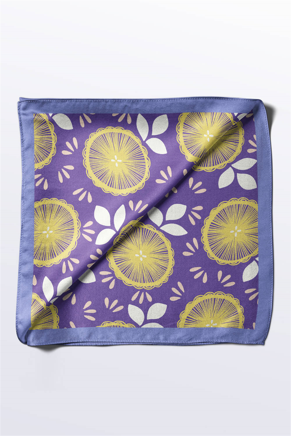 C58 Kadın Lime Desenli Bandana 50x50 Sarı DG0178-22 Snz