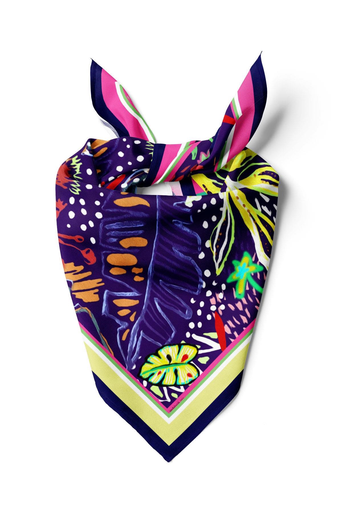 Violla E70 BÜYÜK TROPIC YAPRAKLI MODERN BANDANA DG12455
