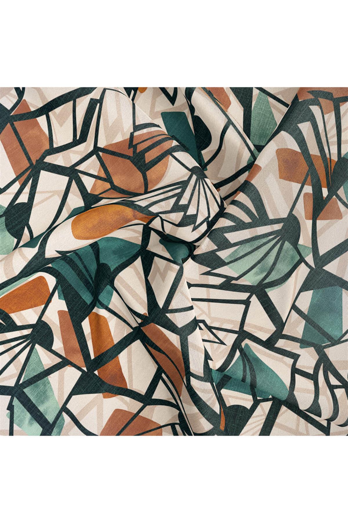 %100 Twill Renkli Petek Desenli Hardal - Petrol Yeşili Renkli 90x90 Eşarp Dikim Şekli: El Dikişii