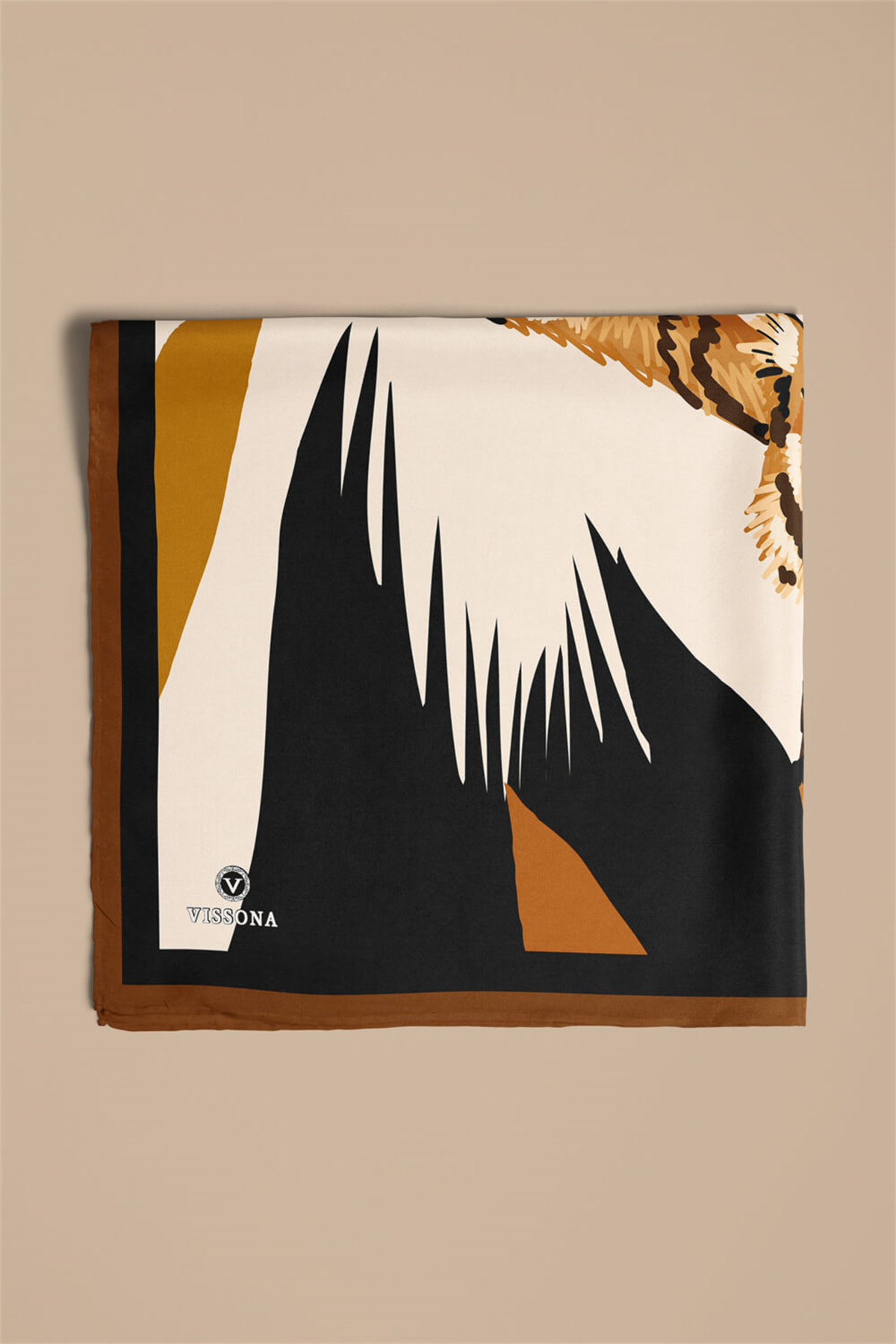 Saten İpek Kaplan Desenli Kadın Bandana